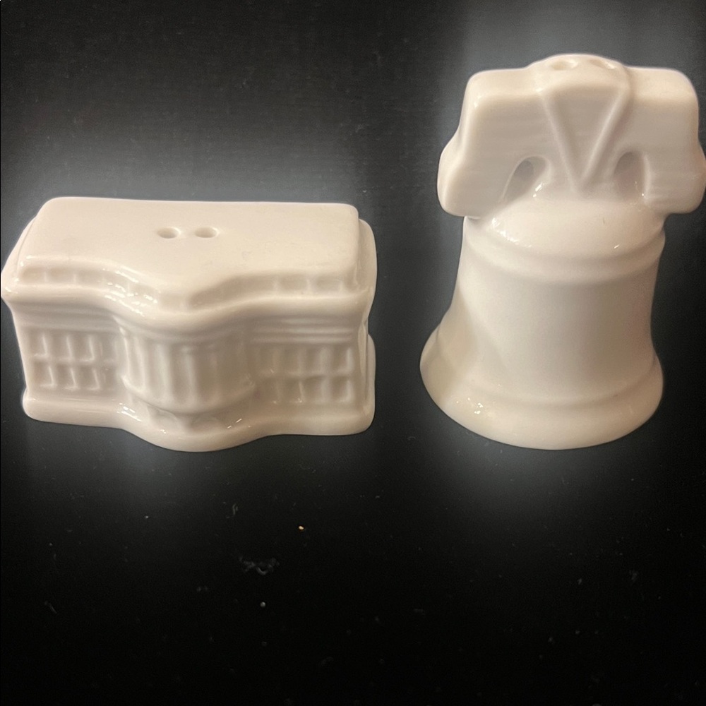 White Ceramic Patriotic Salt & Pepper Shakers